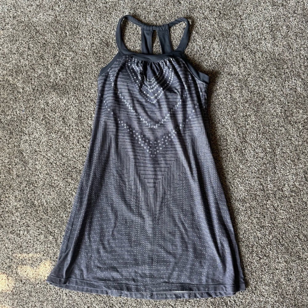 prAna womens gray pattern casual halter built in bra Cantine Dress size small